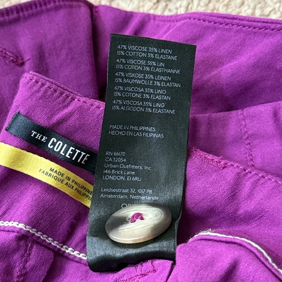 Maeve The Colette Cropped Wide Leg Vintage Inspired Linen Purple Pants Size 23 - Picture 9 of 10